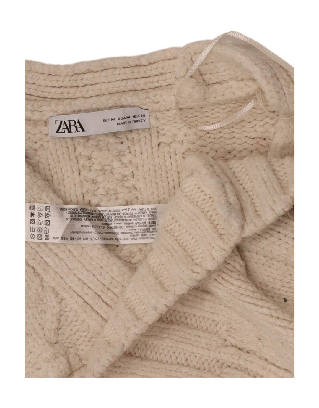 Zara Mujer Crop Suéter Cárdigan Extragrande Reino Unido 44 Medio Blanco Acrílico
