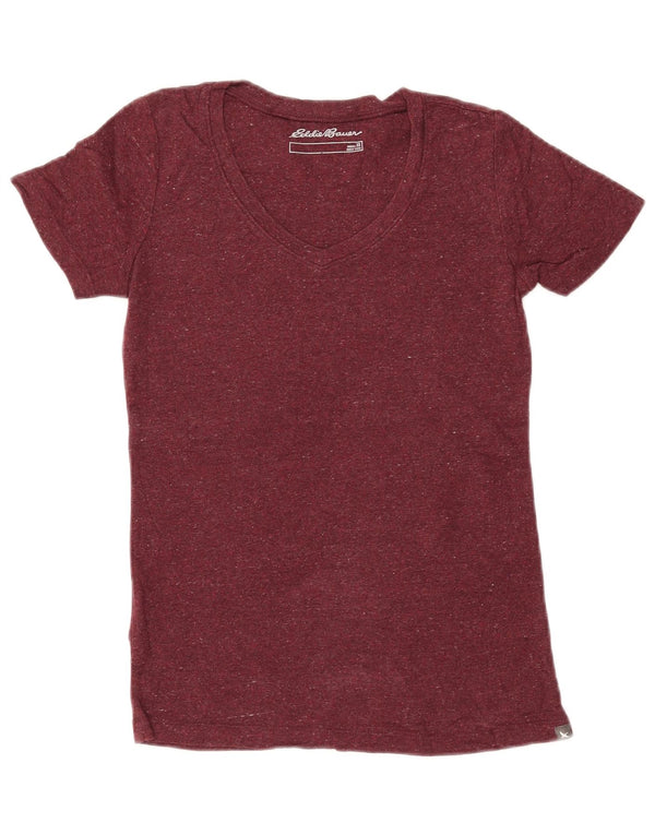 EDDIE BAUER Camiseta para mujer Top UK 6 XS Algodón moteado granate