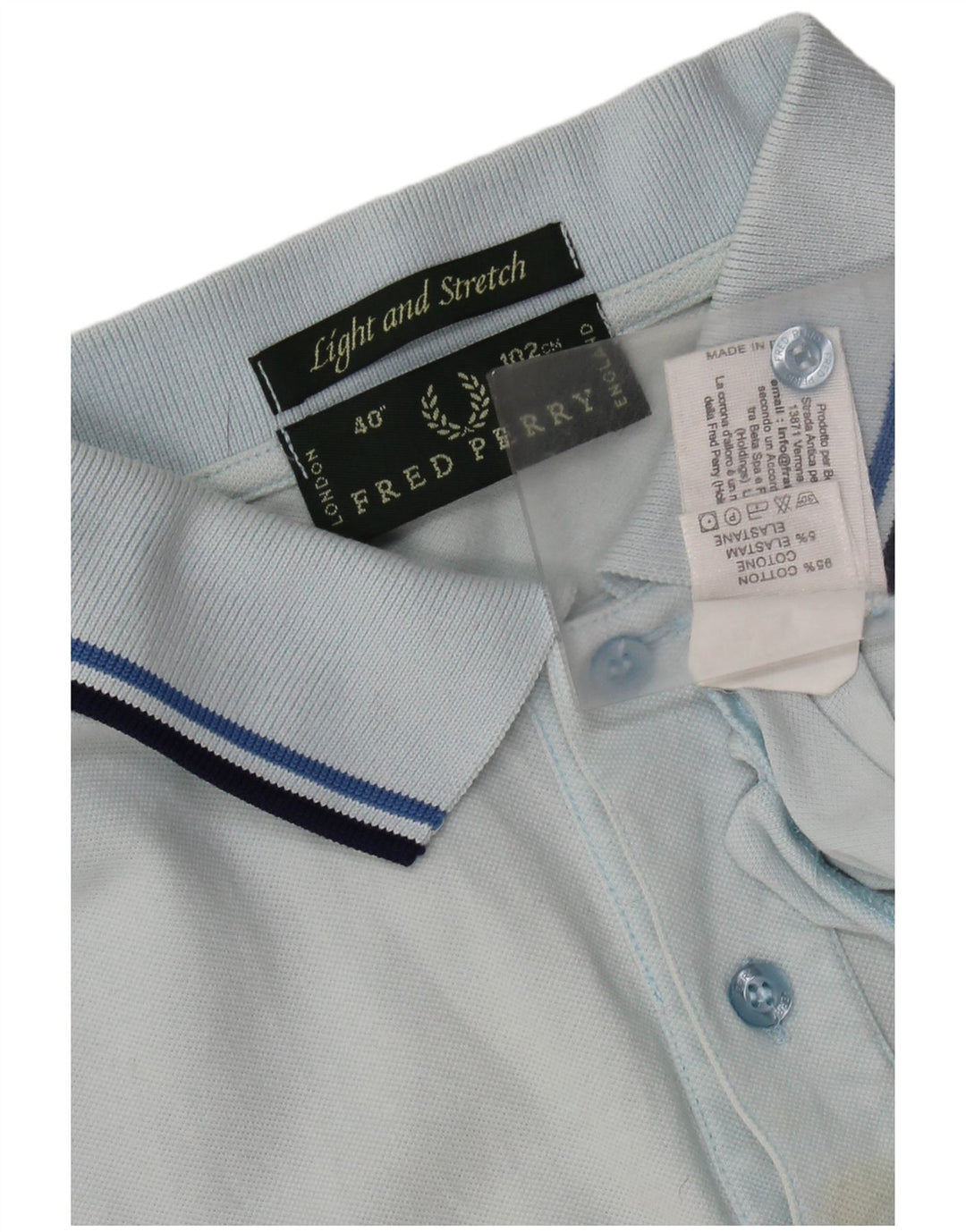 FRED PERRY Polo ligero y elástico para hombre de algodón azul pequeño
