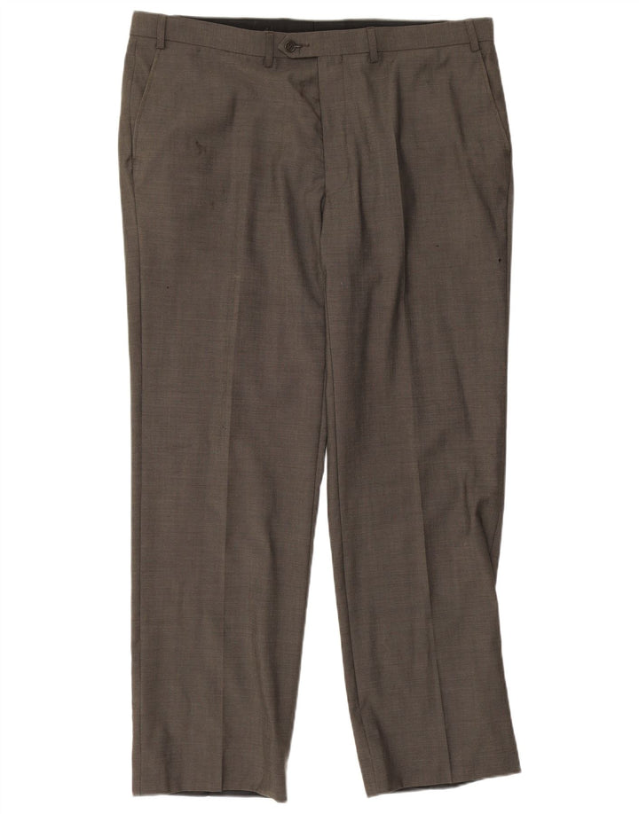 Marks & Spencer Pantalón de traje recto para hombre W40 L30 Lana verde