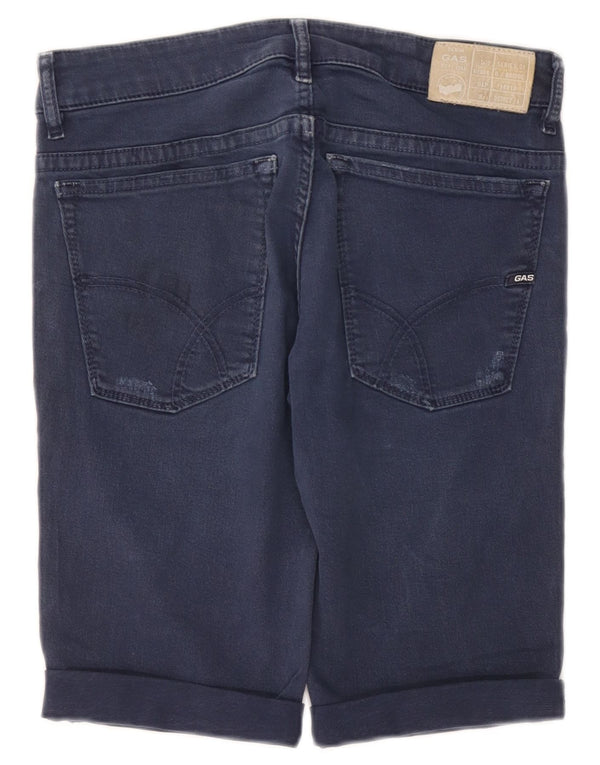 Gas Mens Anders Slim Denim Shorts W31 Medio Azul Marino Algodón Clásico