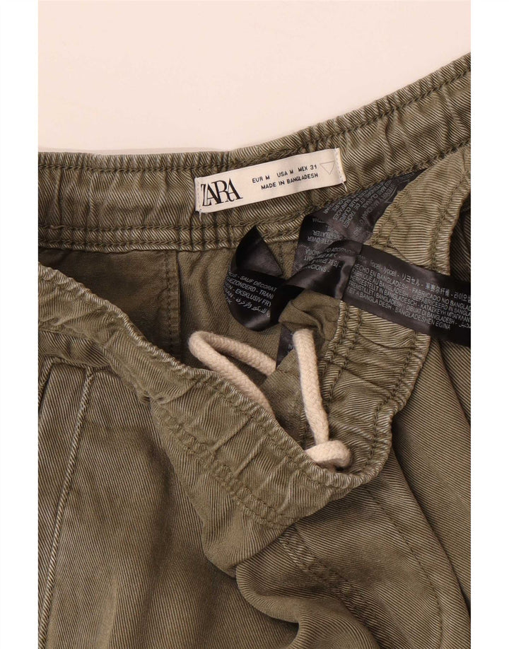 Zara Hombre Joggers Pantalón Cargo Mediano W31 L26 Caqui Lyocell