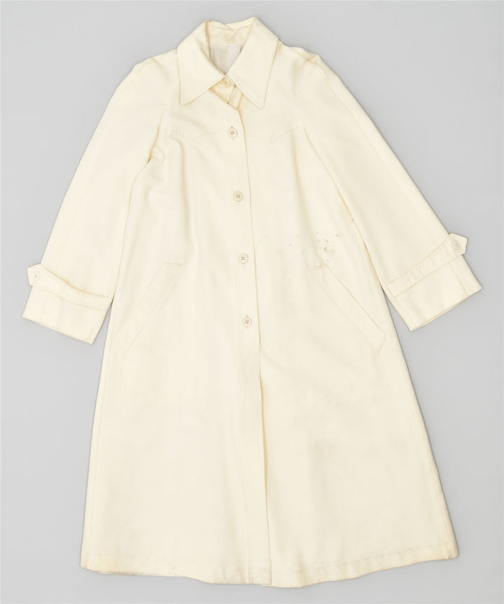 VINTAGE Abrigo de mujer Reino Unido 4 XS Blanco apagado