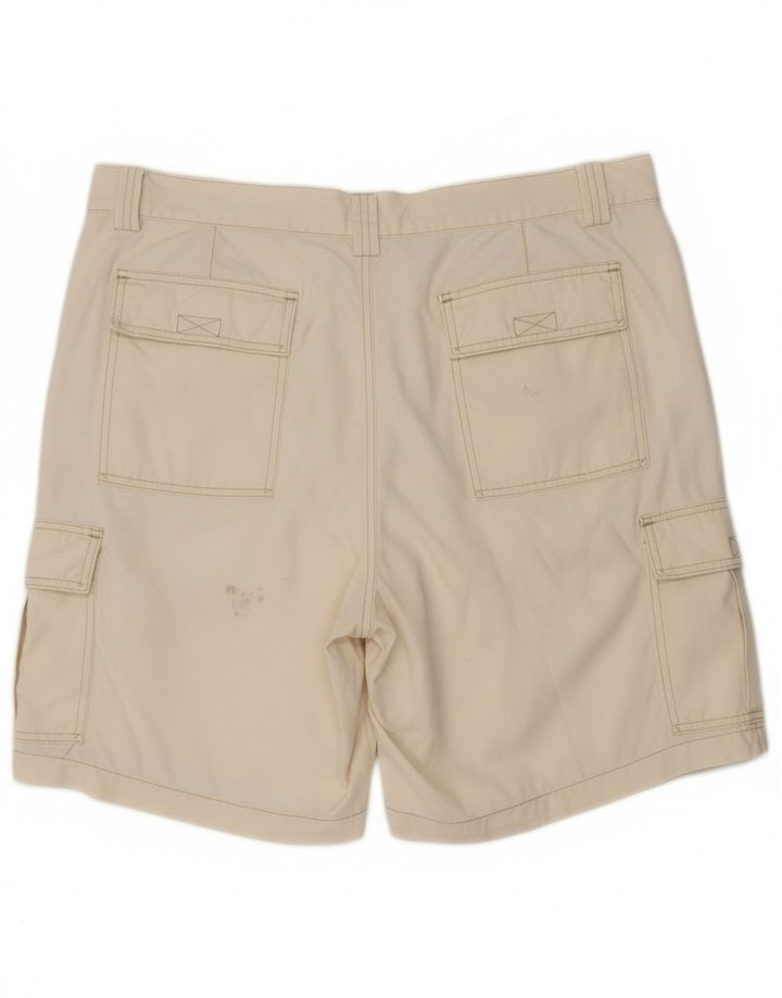 Vintage hombres cargo pantalones cortos W38 XL algodón blanco