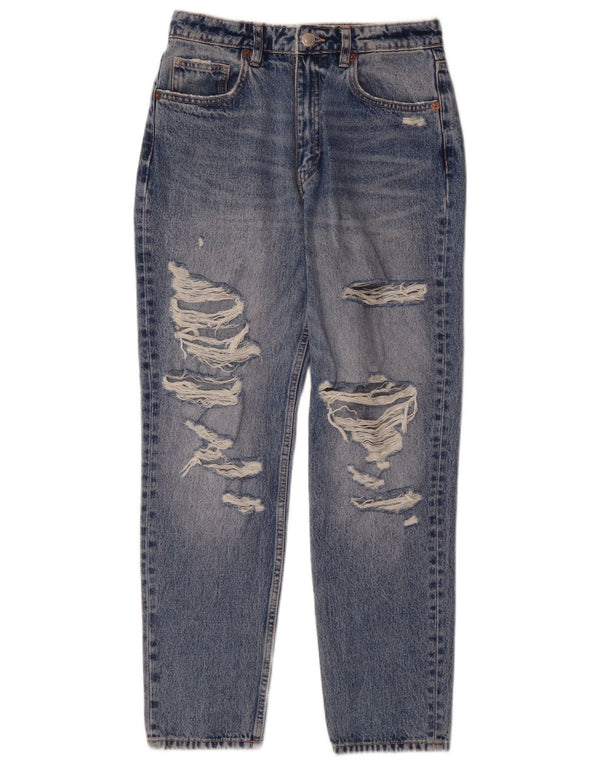 Zara Jeans rectos desgastados para mujer EU 38 Small W28 L28 Algodón azul