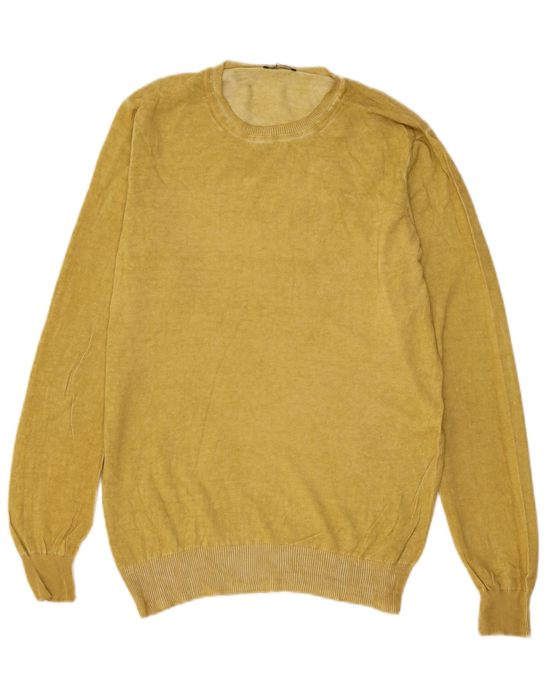 Sisley Jersey de cuello redondo para mujer, talla 40, color amarillo mediano