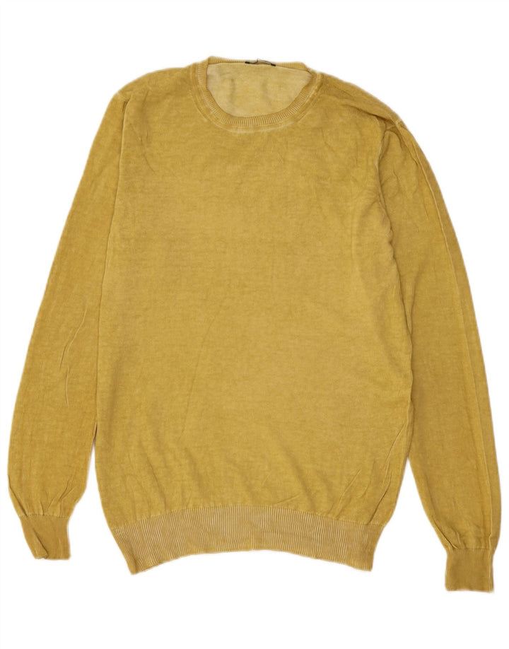 Sisley Jersey de cuello redondo para mujer, talla 40, color amarillo mediano