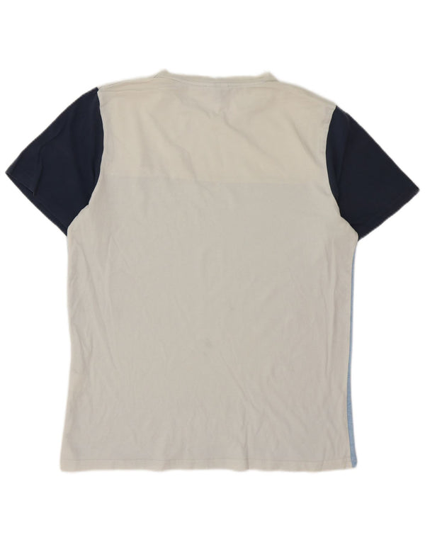 Ellesse Hombre Camiseta Top Medium Blanco Colorblock Algodón