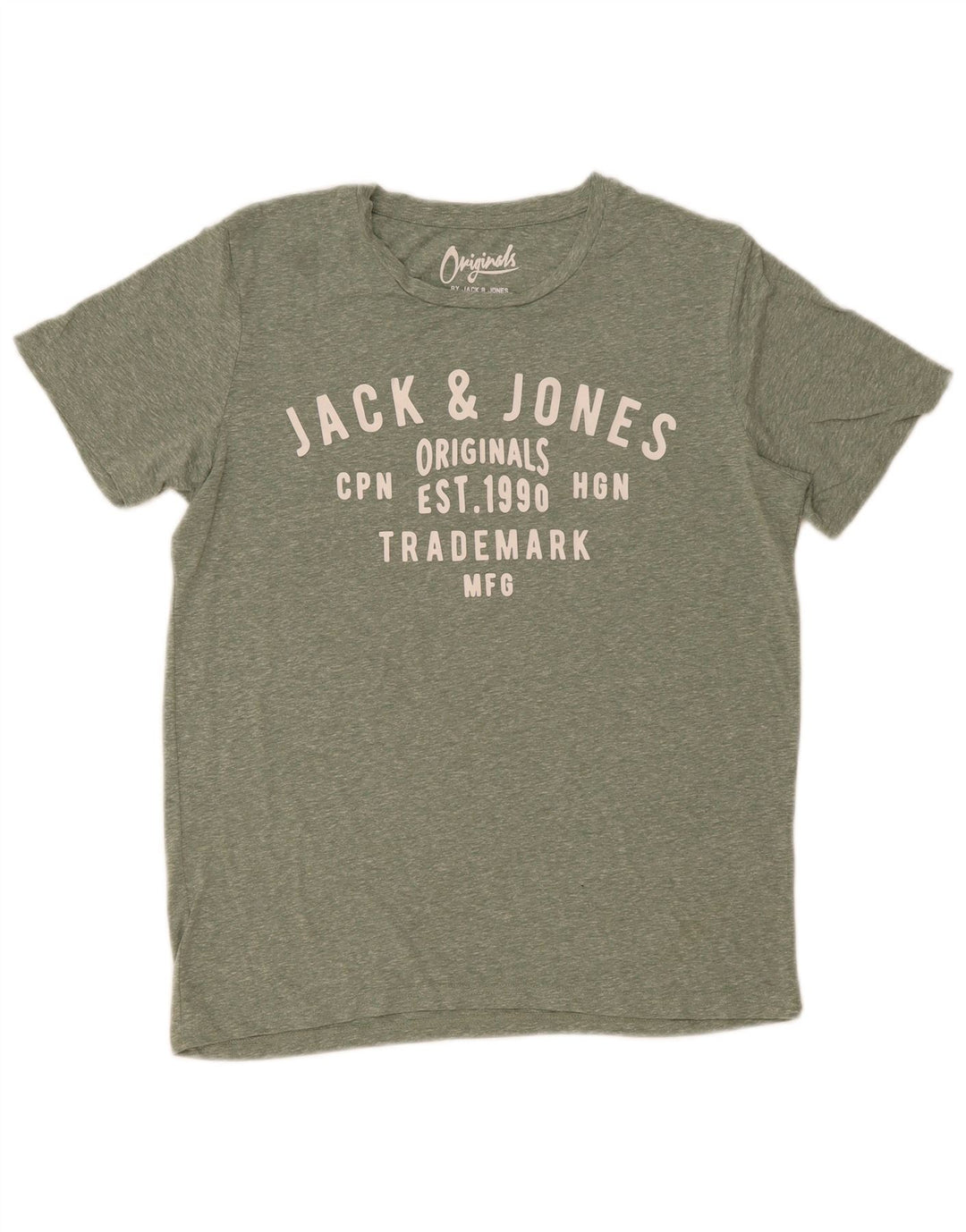 Jack & Jones Hombre Camiseta Gráfica Top Small Verde Poliéster Moteado