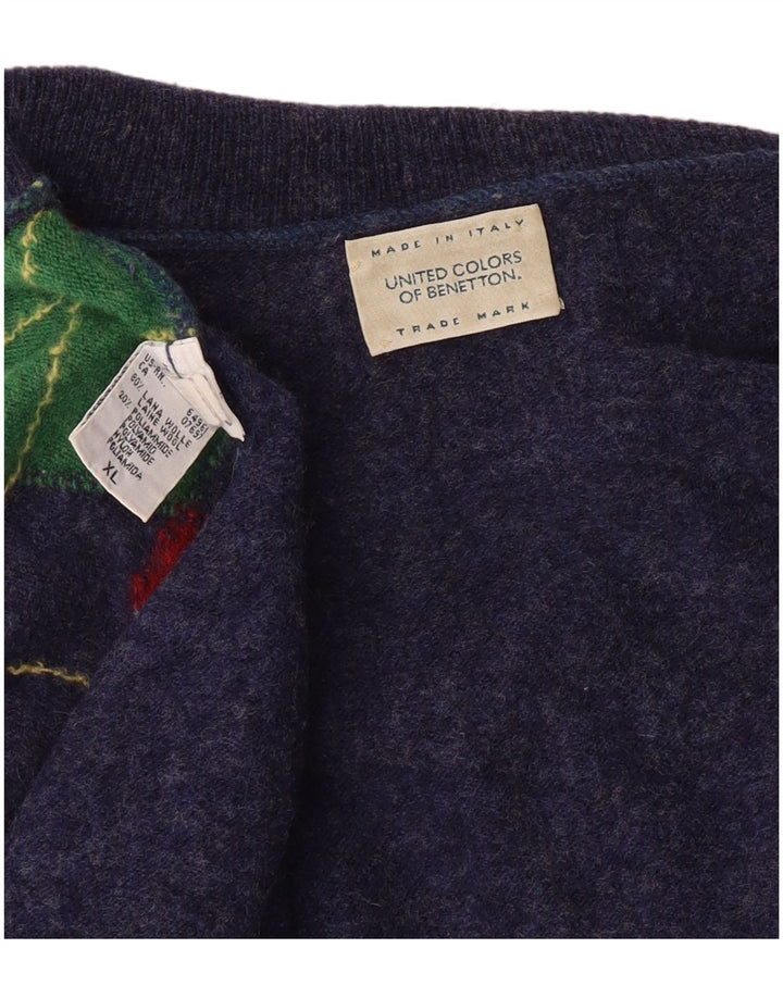 Benetton Jersey De Cuello Vuelto Hombre XL Azul Marino Argyle/Diamond Classic