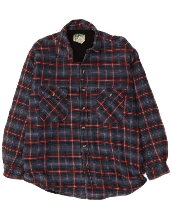 Ozark Trail Camisa de franela de leñador para hombre Algodón a cuadros azul grande