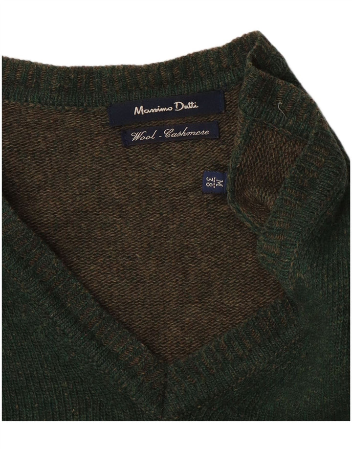 Jersey Massimo Dutti Hombre Cuello Pico Lana Verde Medio