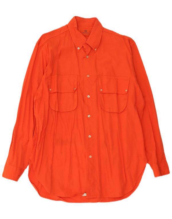Camisa Enrico Coveri Hombre Talla 41 Grande Naranja Algodón