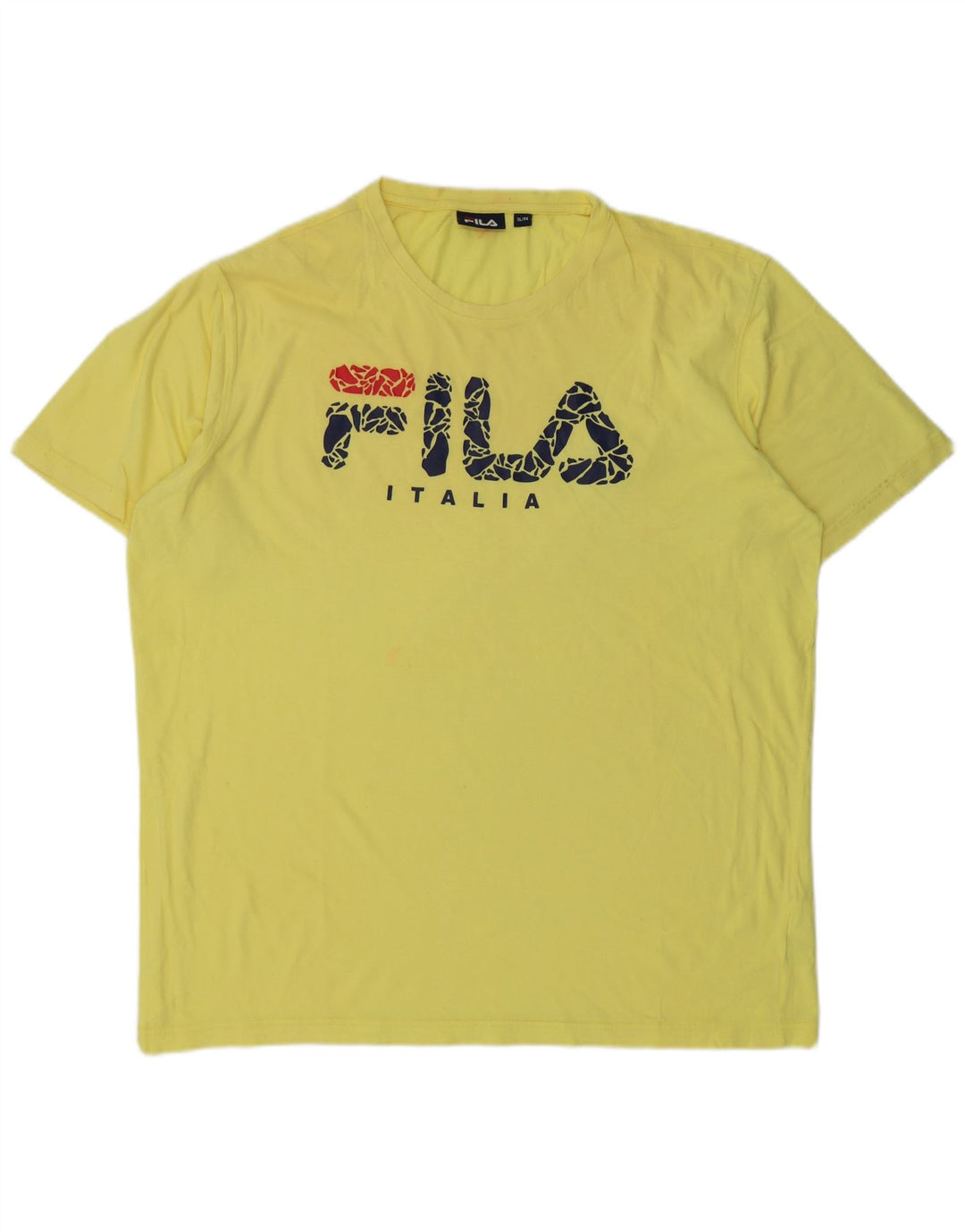 FILA Camiseta gráfica para hombre Top XL Algodón amarillo
