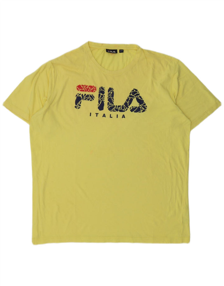 FILA Camiseta gráfica para hombre Top XL Algodón amarillo