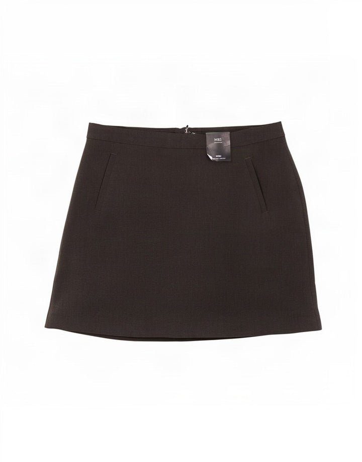Marks & Spencer Minifalda para mujer UK 12 Medium W30 Poliéster gris