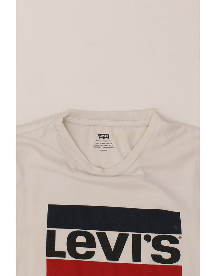 LEVI'S Mens Graphic T-Shirt Top Small White Vintage Levi's and Second-Hand Levi's from Messina Hembry 