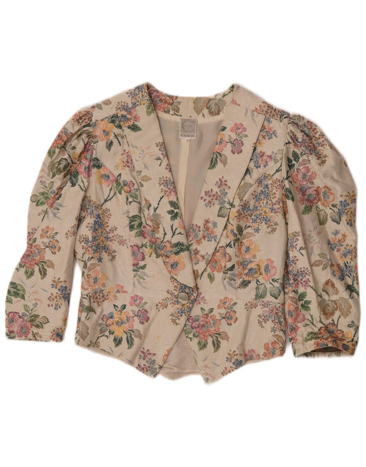 Eger Chaqueta tipo blazer con 1 botón y manga 3/4 para mujer IT 42 Medium Beige Floral