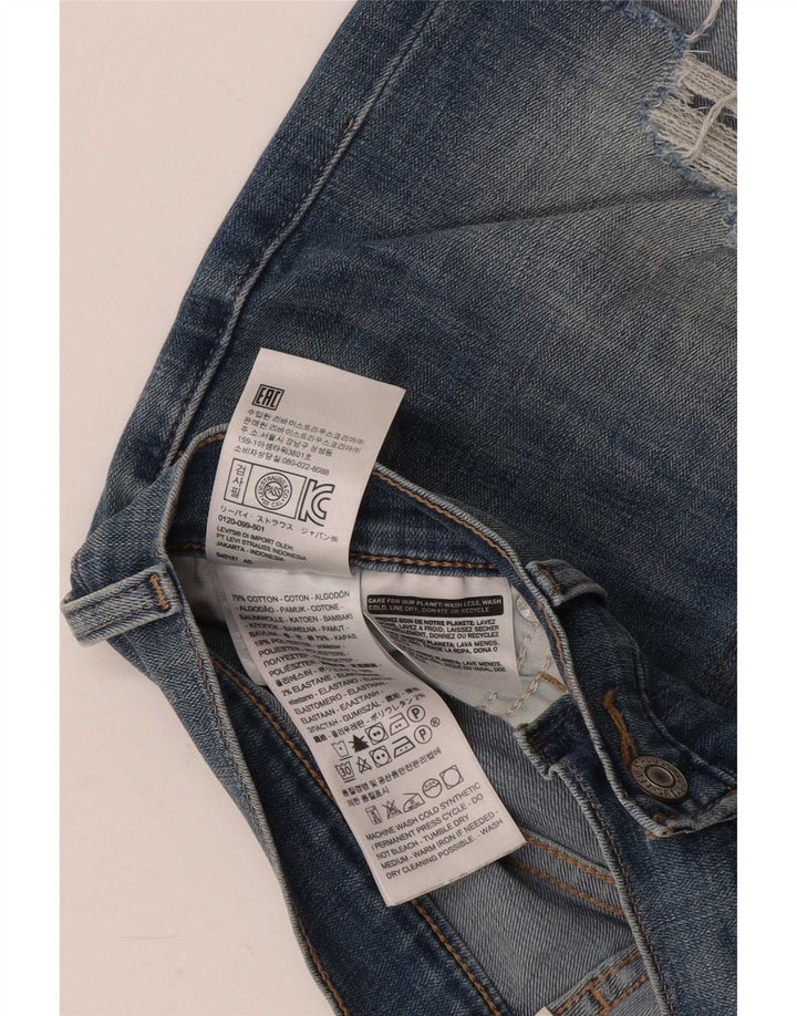 Levi's Mujer Pantalones Cortos De Mezclilla Desgastados W27 Pequeño Algodón Azul