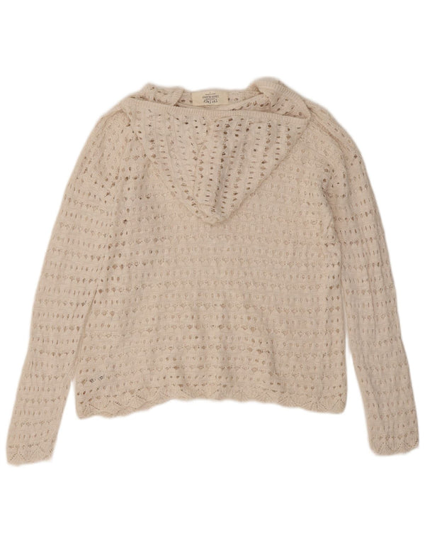 Fat Face Jersey de Ganchillo con Capucha de Gran tamaño para Mujer UK 10 Small White