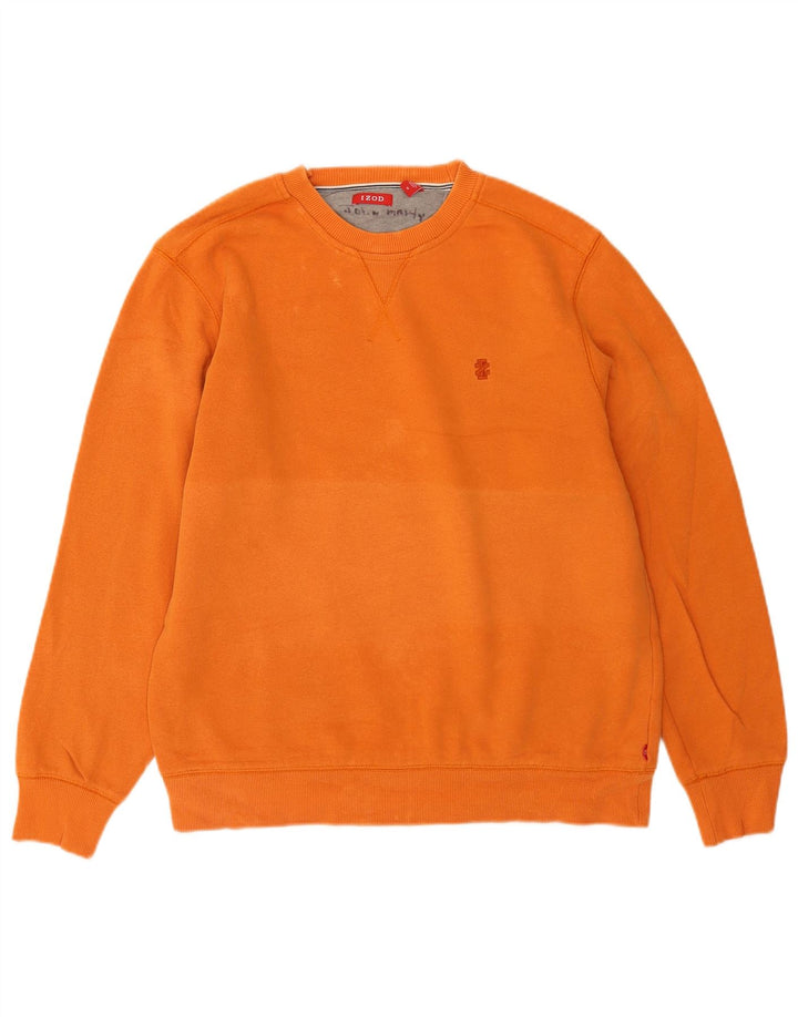 Izod Hombre Sudadera Jumper Medium Naranja Algodón