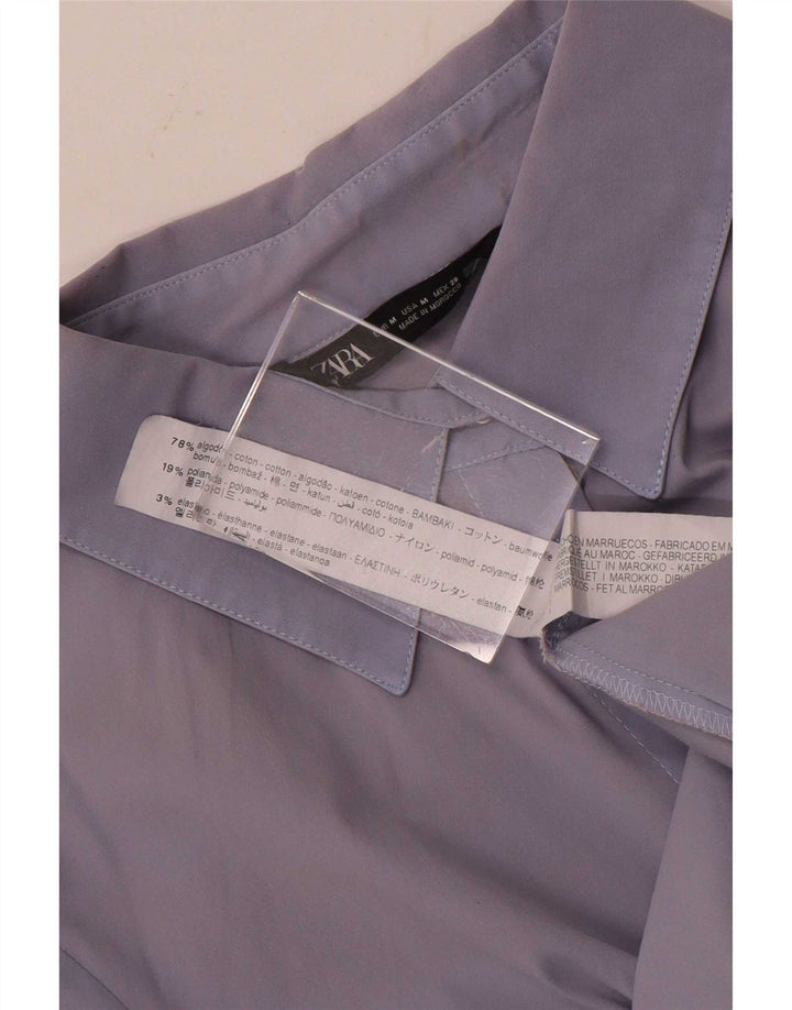 Zara Camisa Formal Mujer UK 42 Algodón Azul Medio