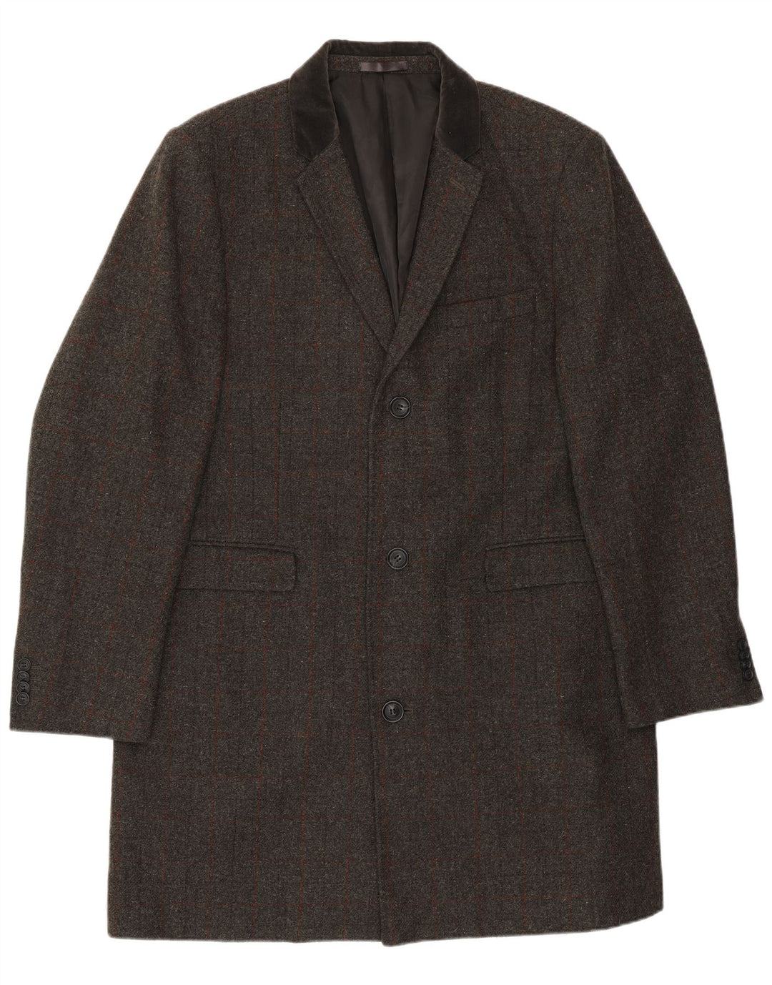 VINTAGE Hombres Regular Longline 3 Botones Blazer Chaqueta Reino Unido 46 3XL Gris Check