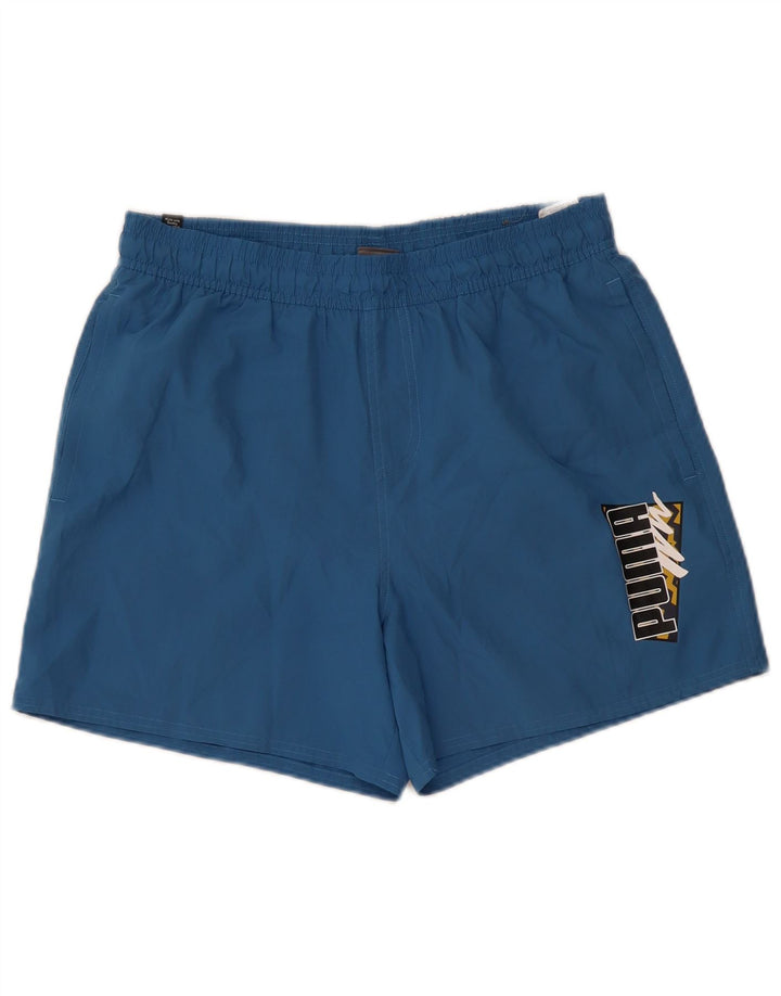 Puma Bañador con gráfico para hombre, talla grande, poliéster azul