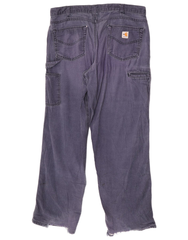 Carhartt Hombre Pantalones Cargo Rectos W36 L32 Algodón Azul