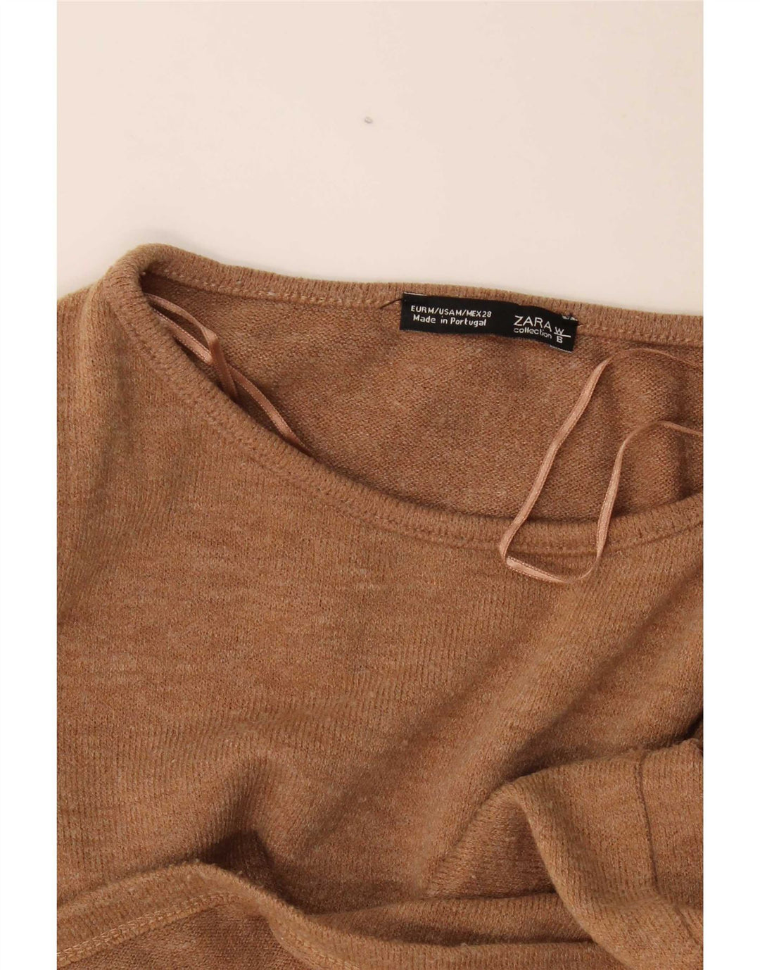 Zara Mujer Blusa Con Hombros Descubiertos UK 44 Medio Beige Moteado