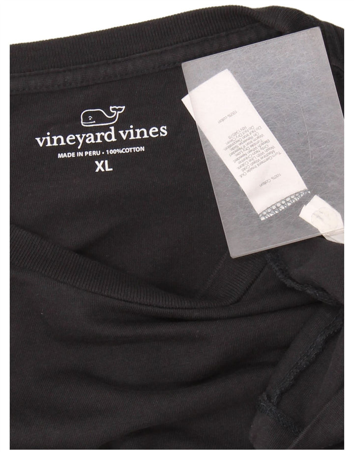 VINEYARD VINES Top gráfico para hombre manga larga XL algodón negro