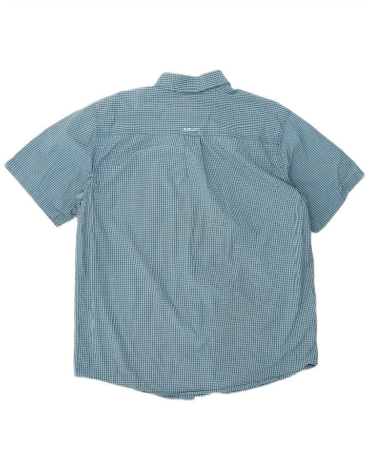 Camisa de manga corta para hombre Ariat Large Blue Gingham