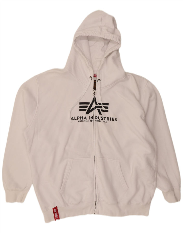 ALPHA INDUSTRIES Suéter con capucha y cremallera gráfica para hombre 4XL Algodón blanco