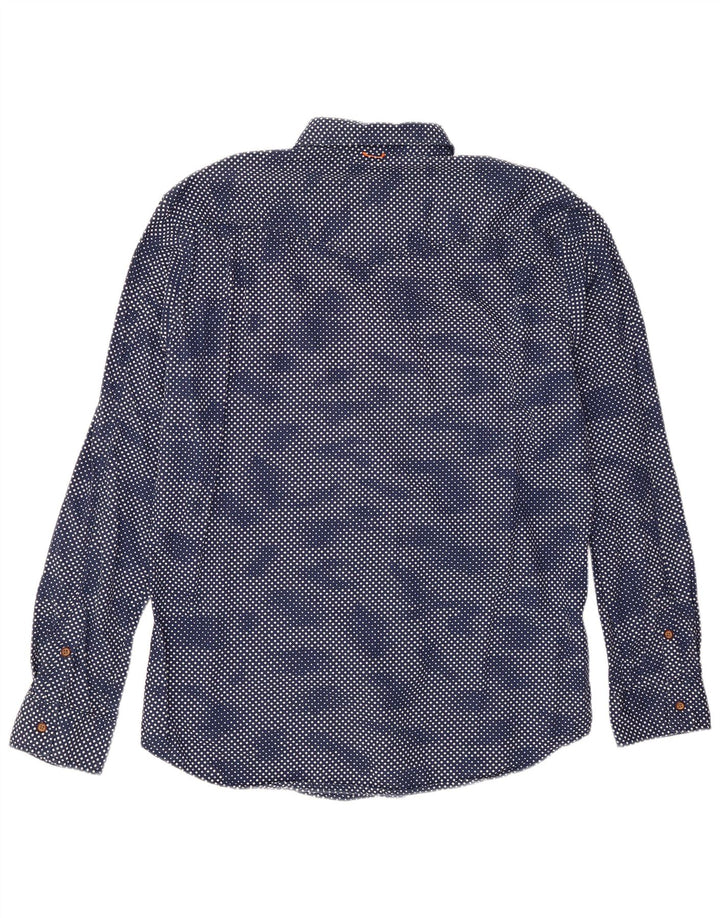 Camisa Hugo Boss Hombre XL Algodón Geométrico Azul Marino