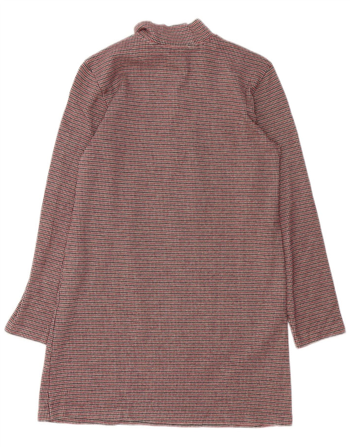 Zara Vestido recto de manga larga para mujer UK 42 Marrón medio Pata de gallo