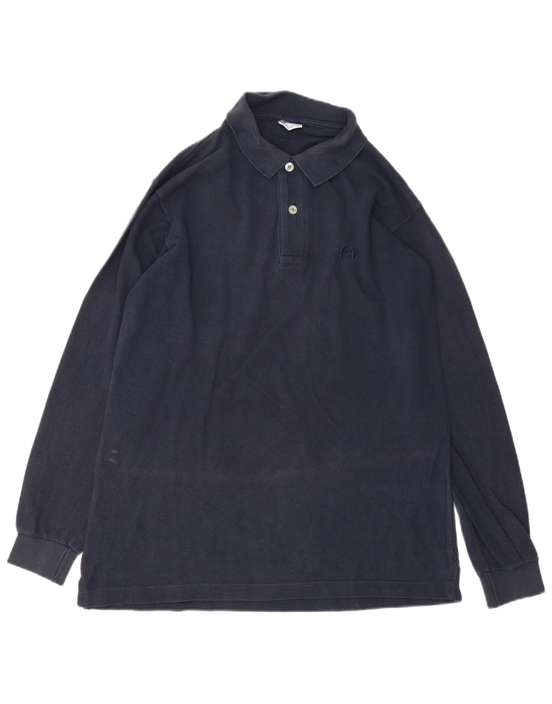 Sergio Tacchini Polo de manga larga para hombre de algodón azul marino medio
