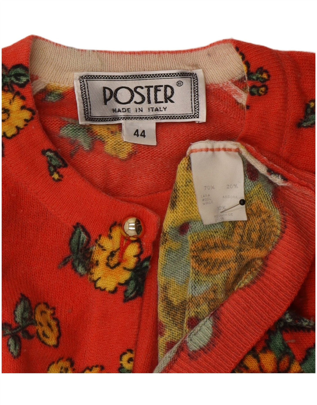 Vintage mujer Cardigan suéter IT 44 Medio Rojo Floral