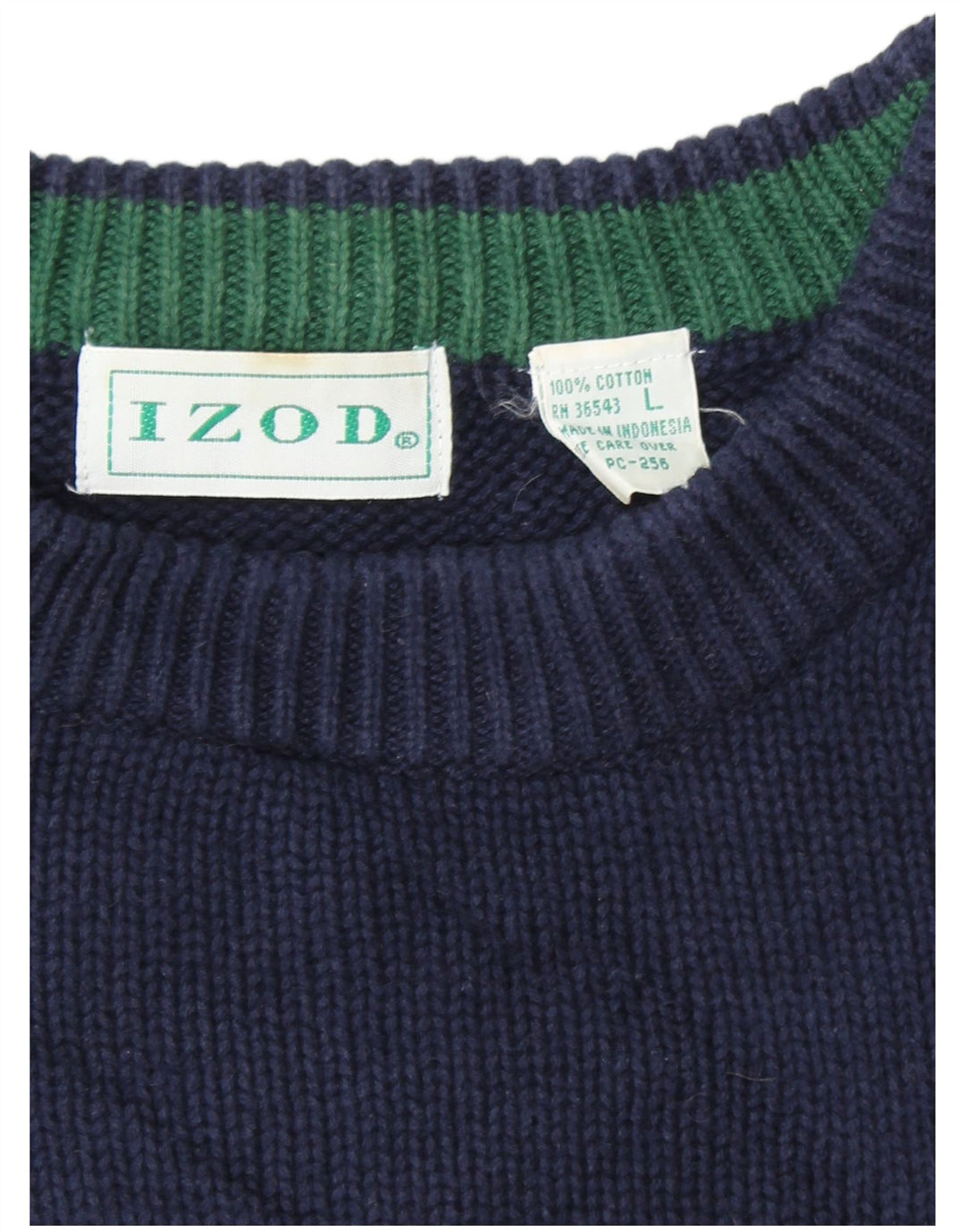 IZOD Jersey de cuello redondo para hombre, talla grande, color azul marino, algodón