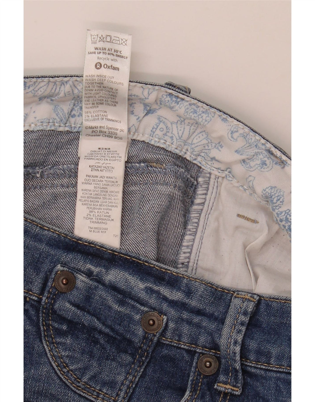 Marks & Spencer Pantalones cortos vaqueros para hombre UK 12 Medium W32 Algodón azul
