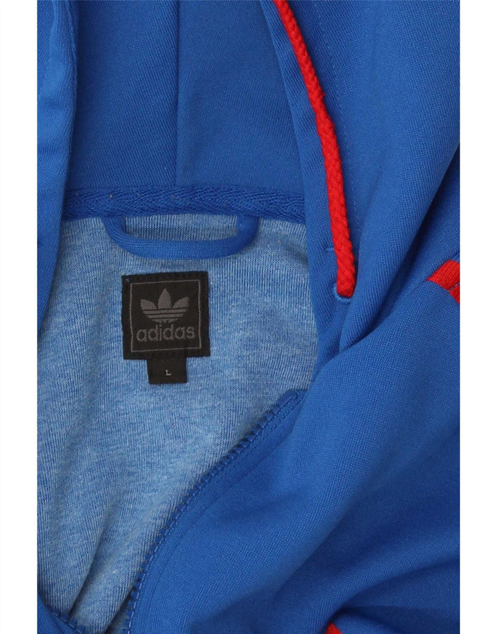 Adidas - Sudadera con capucha y cremallera para hombre, talla grande, color azul