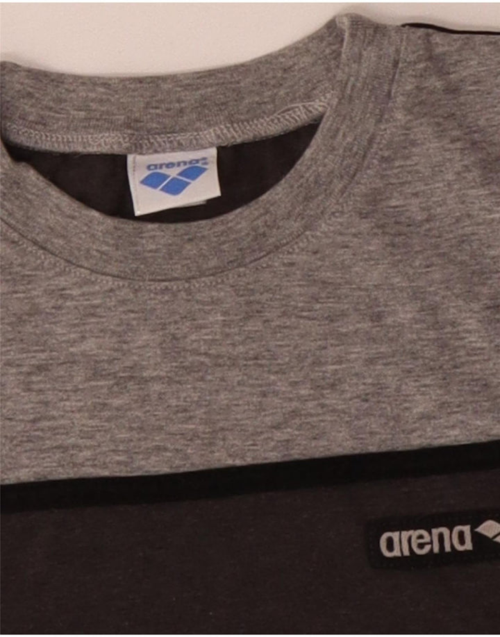 ARENA Hombre Camiseta Top Algodón Colorblock Gris Medio
