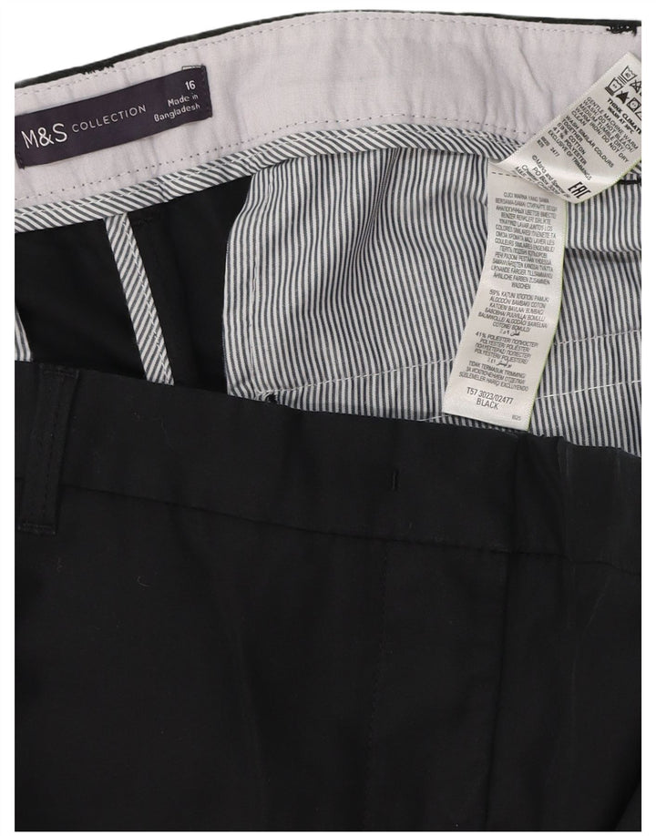 MARKS & SPENCER Pantalones cortos chinos para mujer UK 16 Grande 36 Poliéster negro