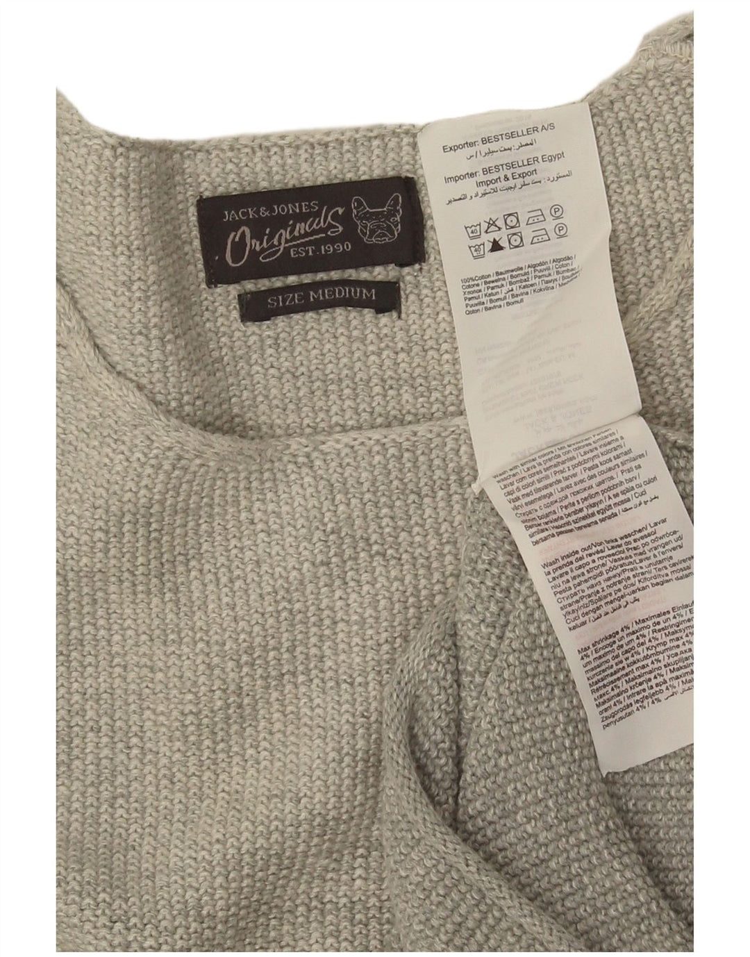 Jersey Jack & Jones Hombre con Cuello Redondo de Algodón Gris Medio