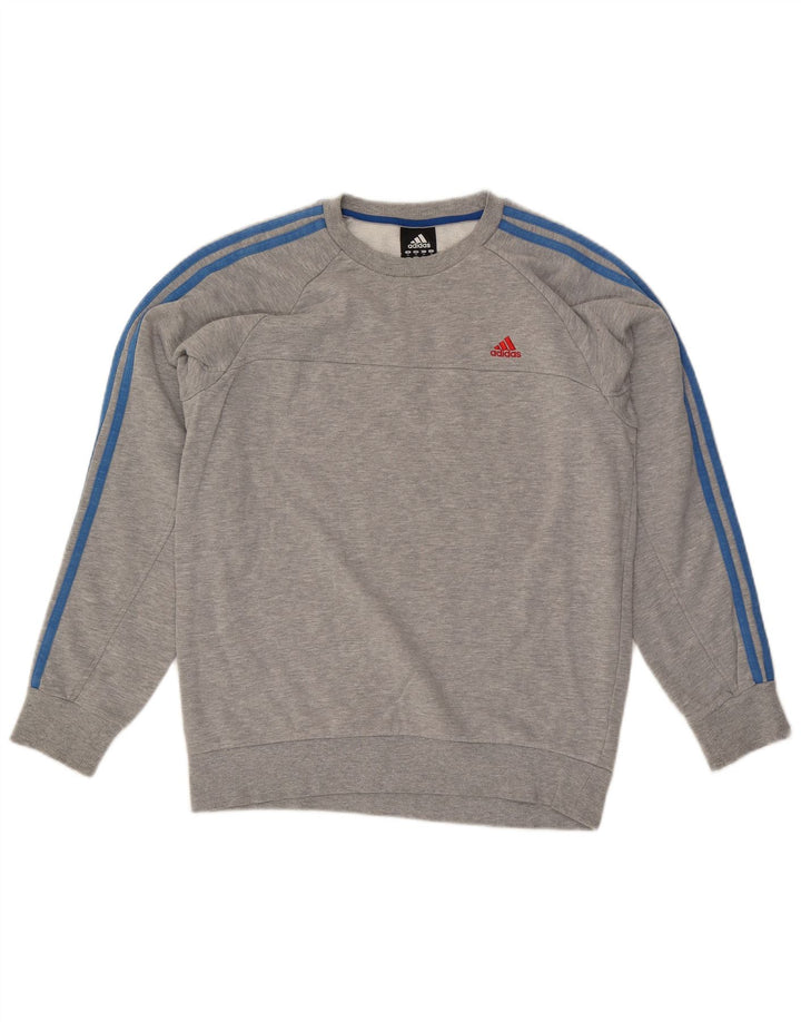 Adidas Hombre Sudadera Jumper Gris Medio Algodón