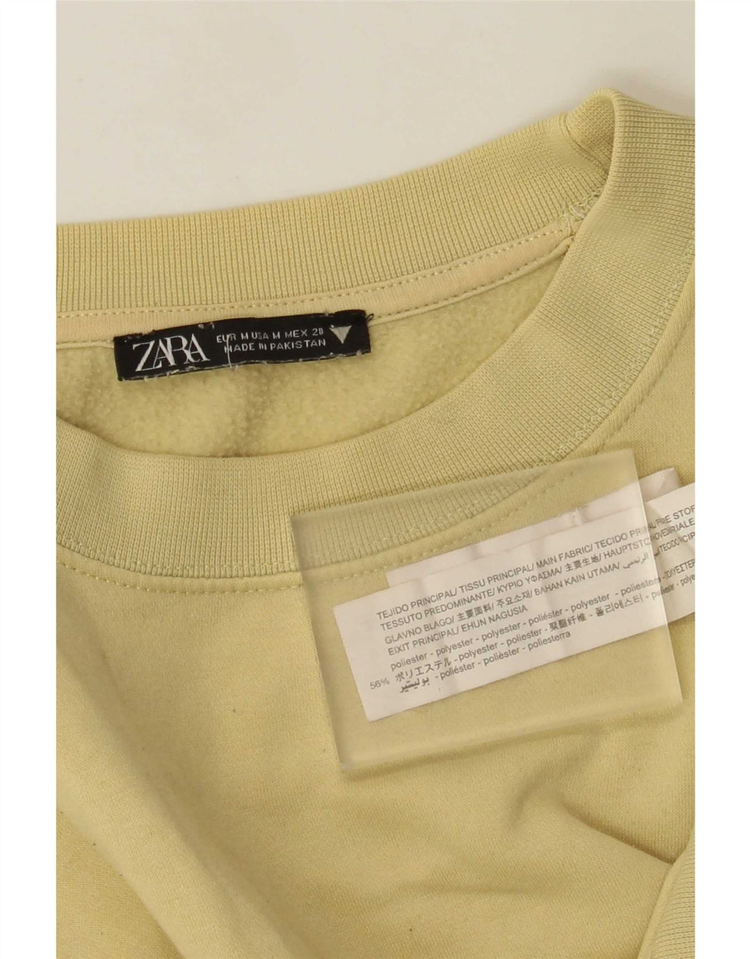 Zara Mujer Crop Sudadera Jumper UK 44 Medio Amarillo Poliéster