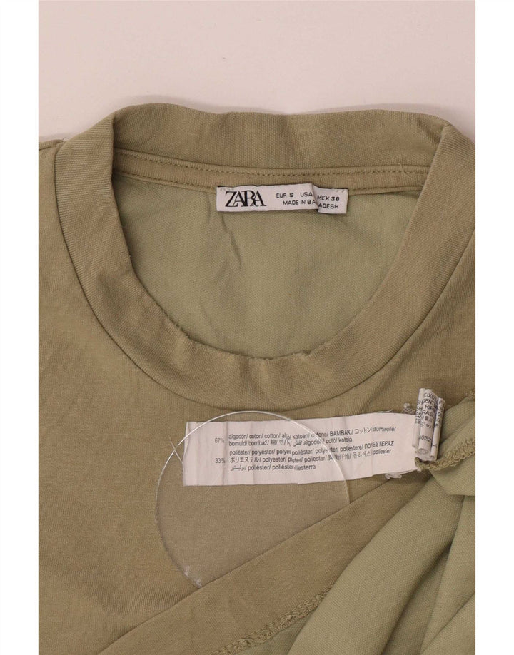Zara Hombre Camiseta Top Small Caqui Algodón