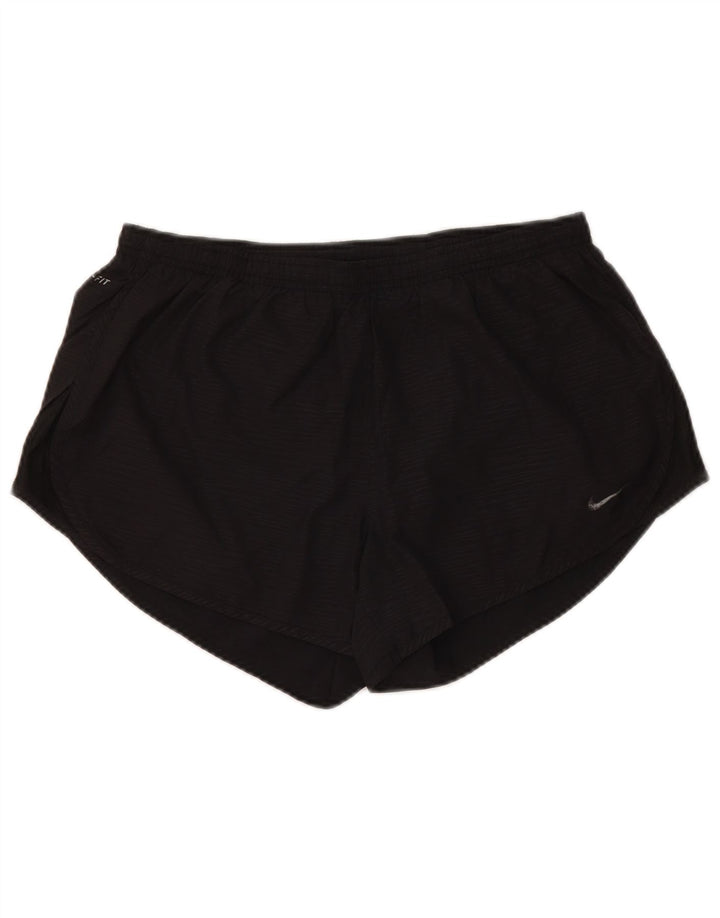 NIKE Pantalones cortos deportivos Dri Fit para mujer UK 14 Mediano Negro Poliéster