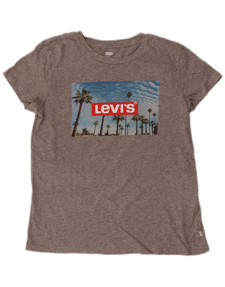 Levi's Camiseta gráfica para mujer Top UK 44 Algodón moteado gris medio