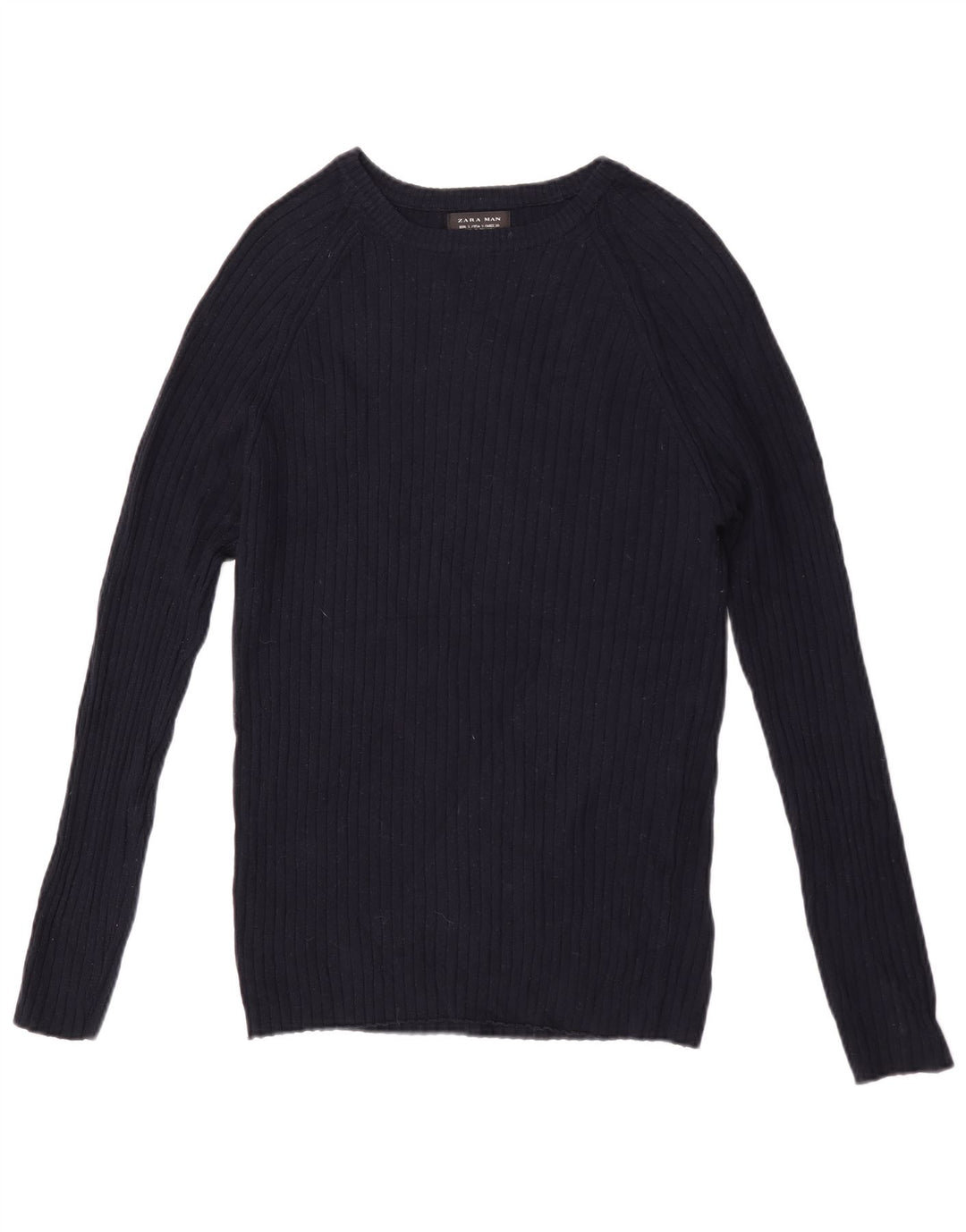 Zara Hombre Jersey Con Cuello Barco Jersey Pequeño Azul Marino