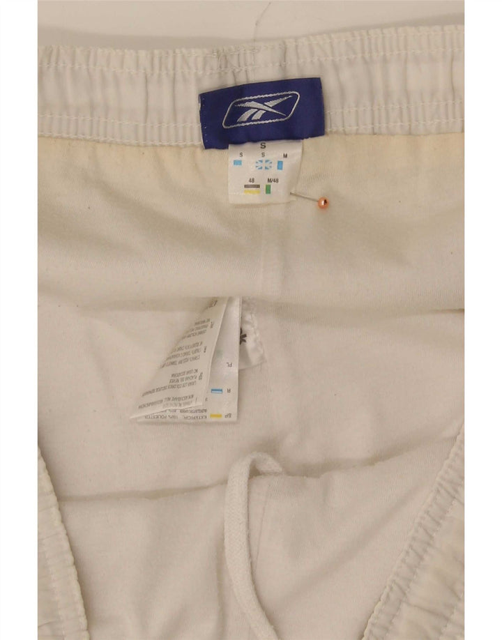 Reebok Bermudas para hombre, pantalones cortos deportivos, tamaño pequeño, poliéster blanco